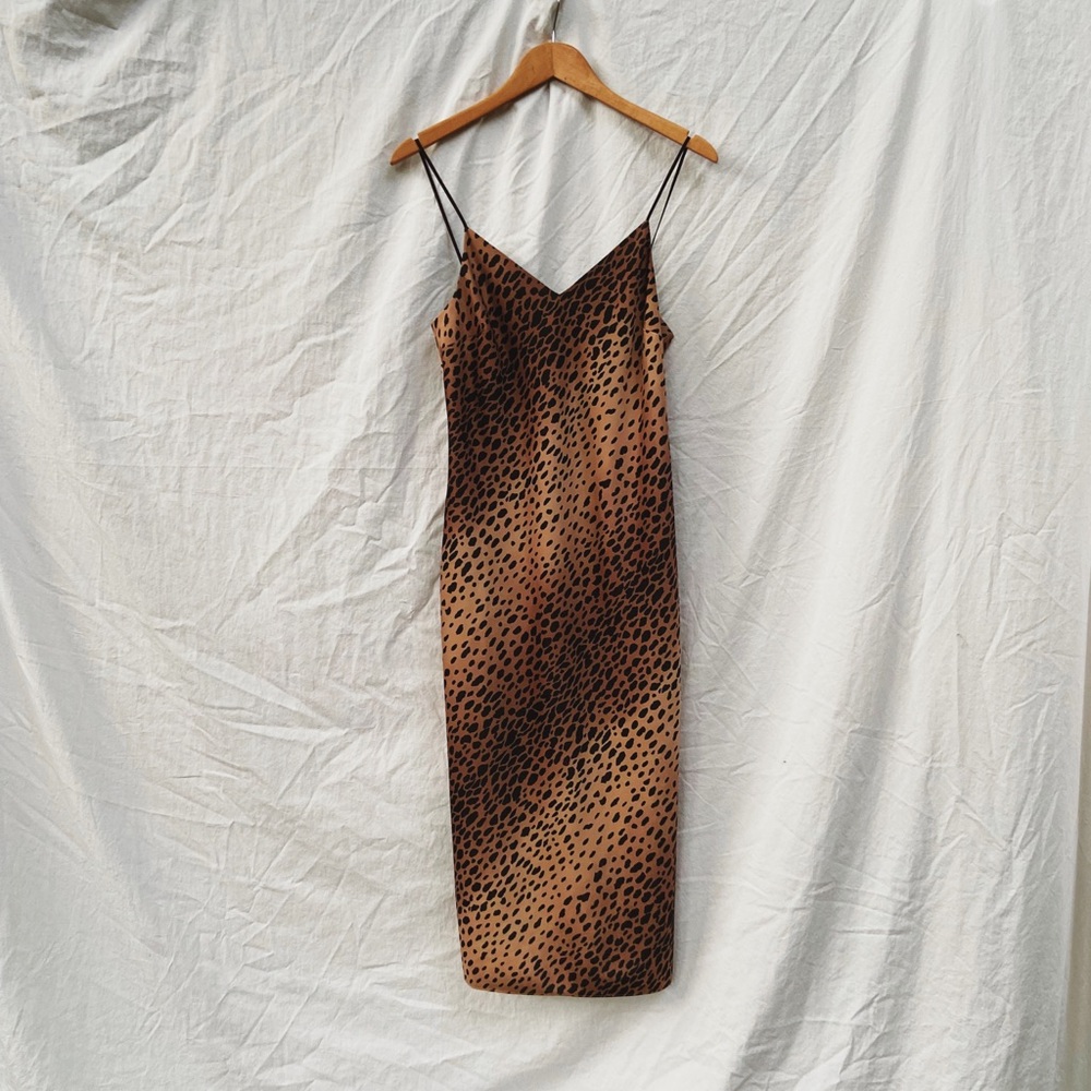 Good American Leopard Print Satin Slip Dress